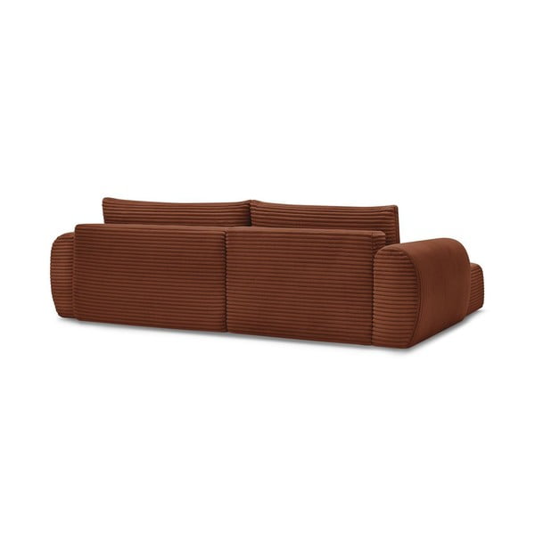 Iš kordinio velveto sulankstoma kampinė sofa raudonos plytų spalvos (su kairiuoju kampu) Lucien – Bobochic Paris-image-4