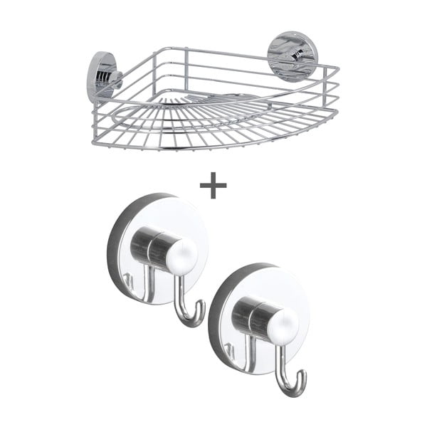 Klijuojamas vonios reikmenų rinkinys blizgios sidabrinės spalvos Bari – Wenko