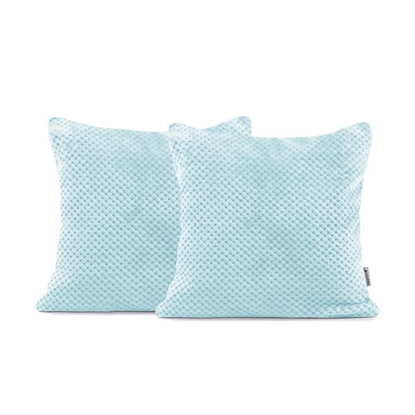 2 šviesiai mėlynos spalvos dekoratyvinių mikropluošto pagalvių užvalkalų rinkinys DecoKing Henry, 45 x 45 cm