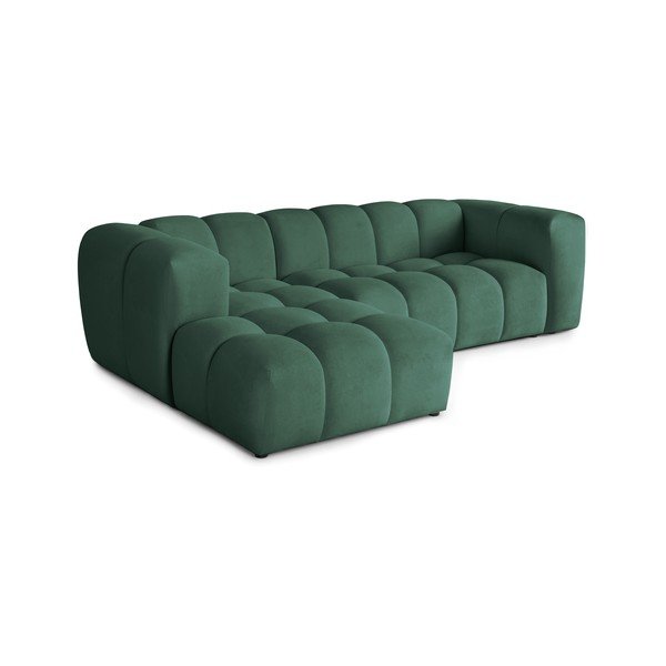 Žalios spalvos iš velveto kampinė sofa (su kairiuoju kampu/su gultu) Cube – Bonami Selection-image-4