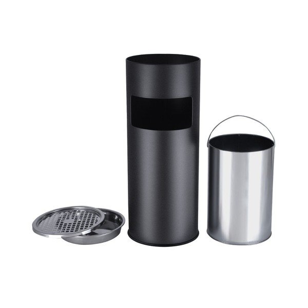 Juoda metalinė šiukšliadėžė su pelenine Songmics-image-2