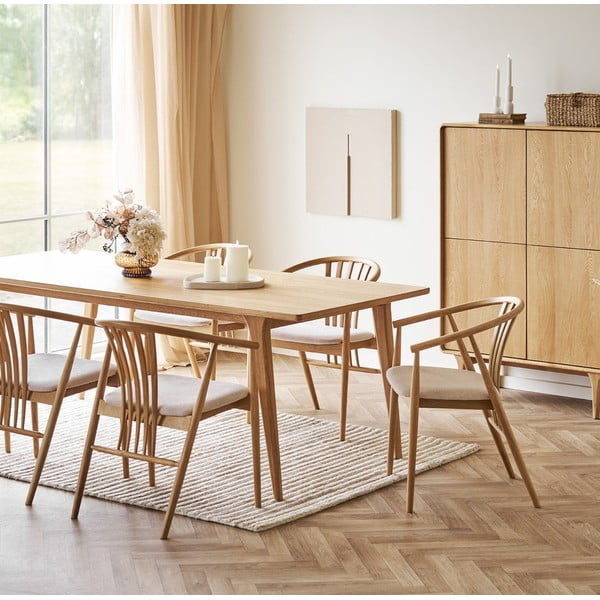 Natūralios spalvos iš ąžuolo masyvo valgomojo kėdė su porankiais Agustin – House Nordic-image-2