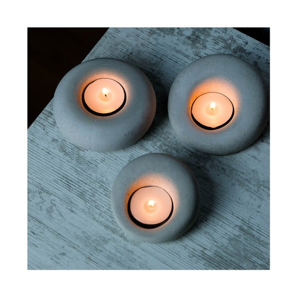 Betoninių žvakidžių rinkinys iš 3 vnt. Donut - Mioli Decor-image-3