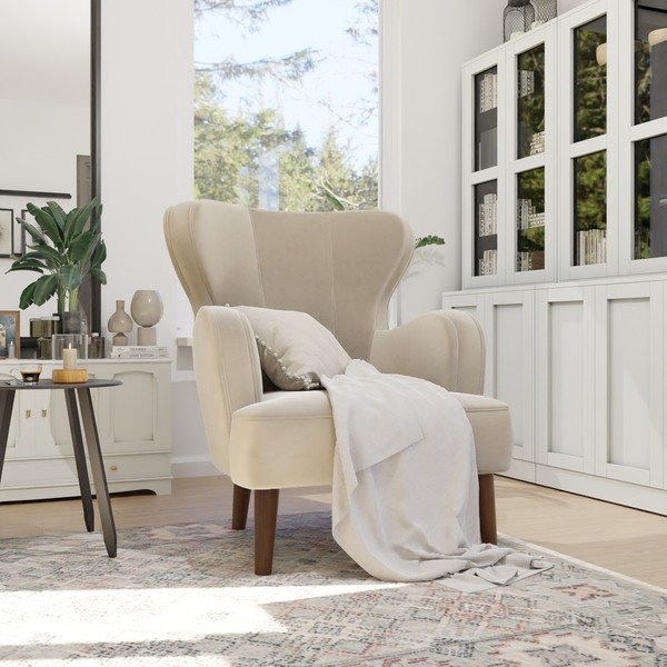 Krėslas smėlio spalvos iš velveto Lento – Ropez-image-4