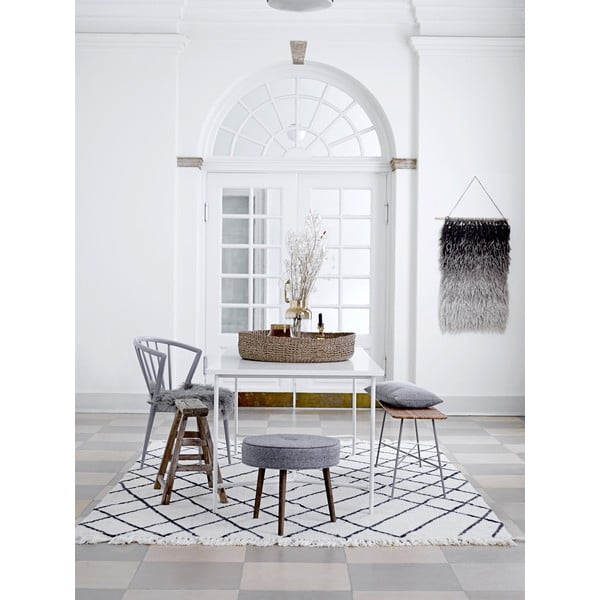 Baltas vilnonis kilimas Bloomingville Geo, 200 x 300 cm-image-3