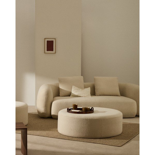 Kreminės spalvos iš boucle pufas Kaeli – Kave Home-image-1