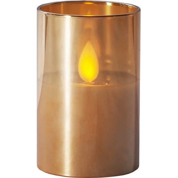 Oranžinė LED vaško žvakė stiklinėje Star Trading M-Twinkle, aukštis 7,5 cm