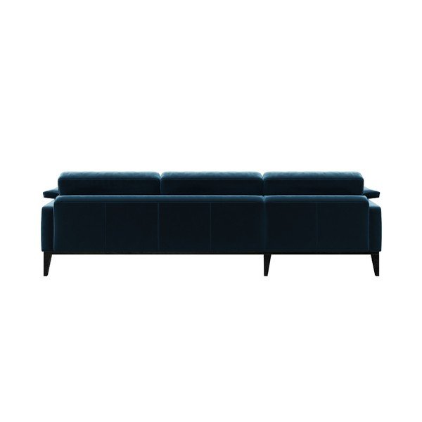 Mėlyna aksominė kampinė sofa MESONICA Musso, kairysis kampas-image-3