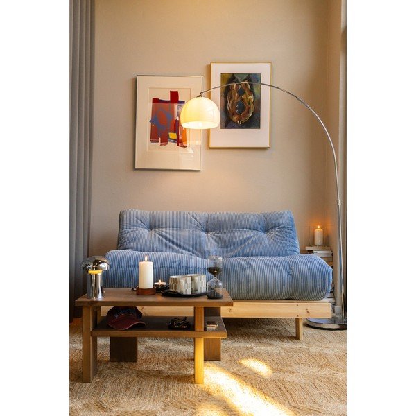 Šviesiai mėlynos spalvos sulankstoma sofa iš kordinio velveto 140 cm Roots – Karup-image-1