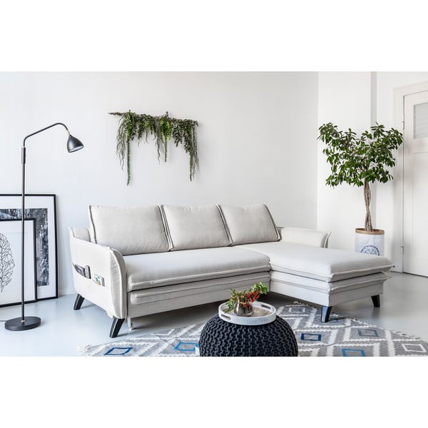 Šviesiai smėlio spalvos sofa-lova Miuform Charming Charlie, dešinysis kampas-image-3