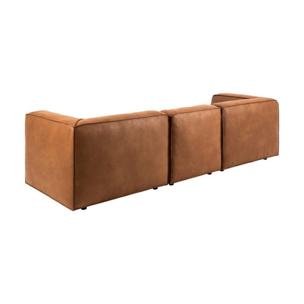 Rudos spalvos kampinė sofa iš perdirbtos odos Bonami Selection Fairfield, 282 cm, kampas kairėje-image-4