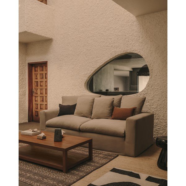 Antracito spalvos iš lino sofa 240 cm Nora – Kave Home-image-4