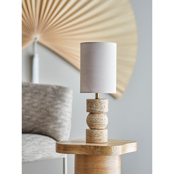 Natūralios spalvos iš akmens stalinis šviestuvas (aukštis 53 cm) su tekstiliniu gaubtu Marci – Bloomingville-image-1