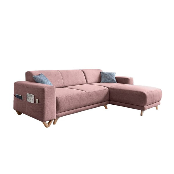 Rožinės spalvos sulankstoma/su sandėliavimo vieta kampinė sofa Classy Sophie – Miuform