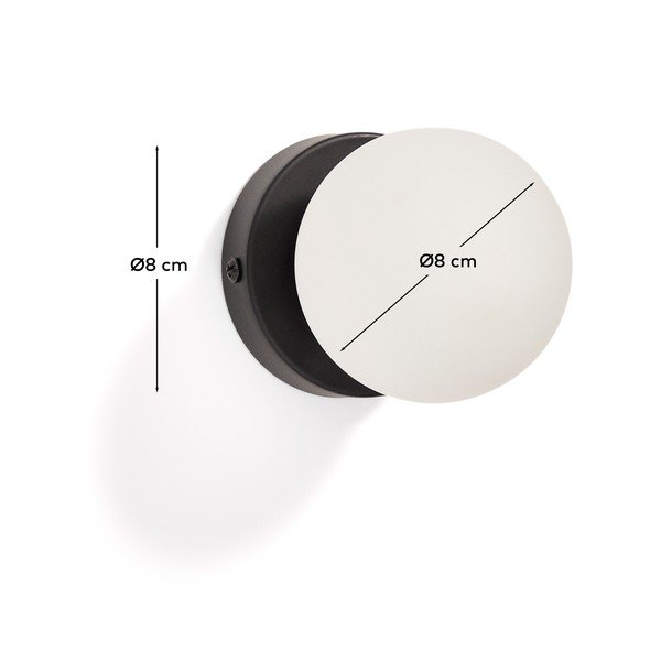 Baltos spalvos/juodos spalvos iš metalo sieninė lempa ø 8 cm Brisia – Kave Home-image-3