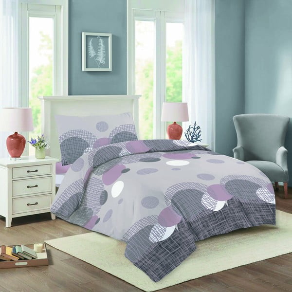 Viengulė patalynė violetinės spalvos/pilkos spalvos iš medvilnės 140x200 cm Nela – Cotton House