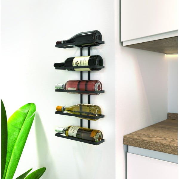 Juodas sieninis metalinis vyno stovas 5 buteliams Lava - Metaltex-image-2