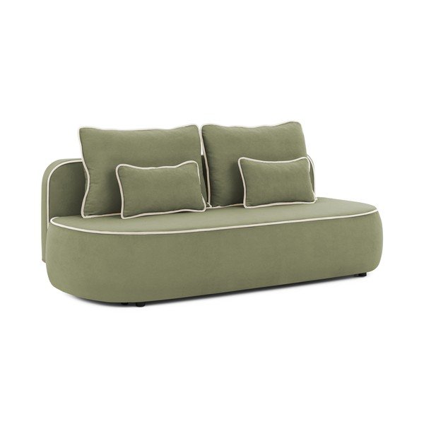 Khaki spalvos/smėlio spalvos sulankstoma/su sandėliavimo vieta sofa iš velveto 210 cm Saga – Ropez
