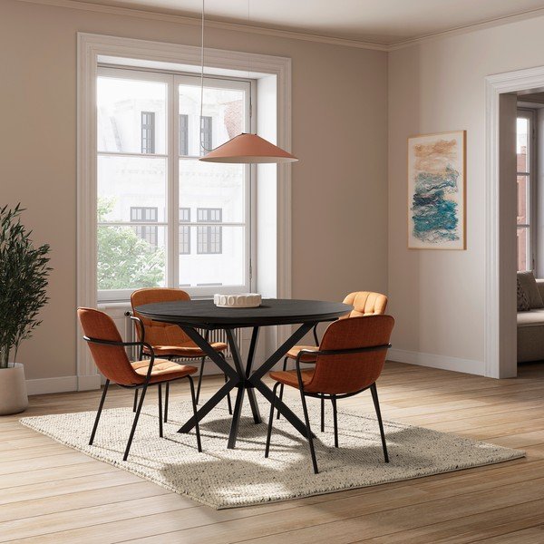 Terakotos spalvos iš audinio valgomojo kėdė su porankiais Angie – Marckeric-image-1