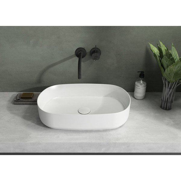 Iš keramikos praustuvas baltos spalvos 55x36 cm Infinity Oval – Sapho-image-1
