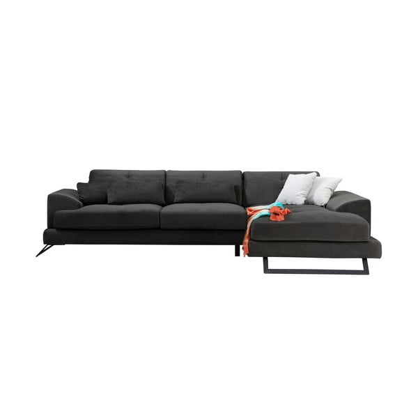 Kampinė sofa tamsiai pilkos spalvos (su dešiniuoju kampu) Frido – Balcab Home