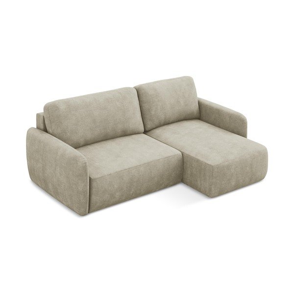 Smėlio spalvos iš šenilinio audinio sulankstoma/su sandėliavimo vieta kampinė sofa (su dešiniuoju kampu/su gultu) Lilo – Makamii-image-4