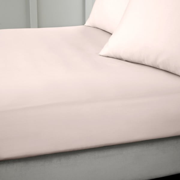 Rožinės spalvos iš satino medvilnės paklodė su guma 150x200 cm Cotton Sateen – Bianca-image-1