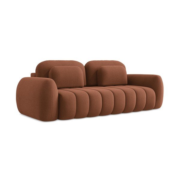 Terakotos spalvos iš boucle sulankstoma/su sandėliavimo vieta sofa 266 cm Pele – Makamii-image-3