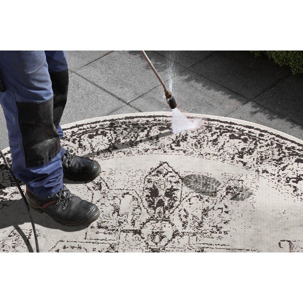 Juodos ir kreminės spalvos dvipusis lauko kilimas NORTHRUGS Borbon, ø 140 cm-image-2