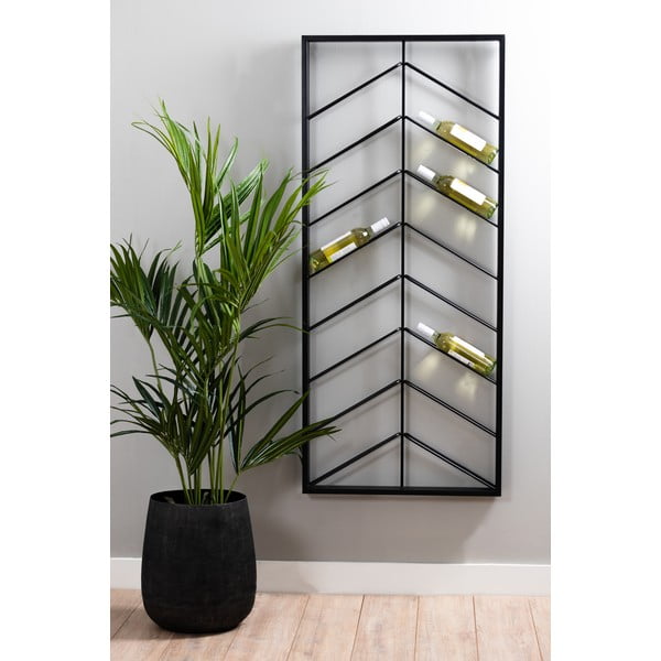 Sieninė iš metalo vyno lentyna juodos spalvos butelių skaičius 16 70x160x6 cm Malbeo – Light & Living-image-1