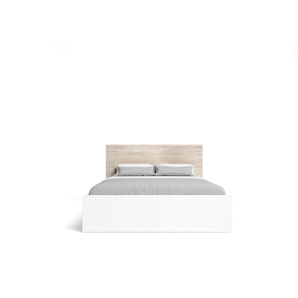 Balta/natūrali dvigulė lova iš ąžuolo 160x200 cm Sahara - Marckeric-image-2