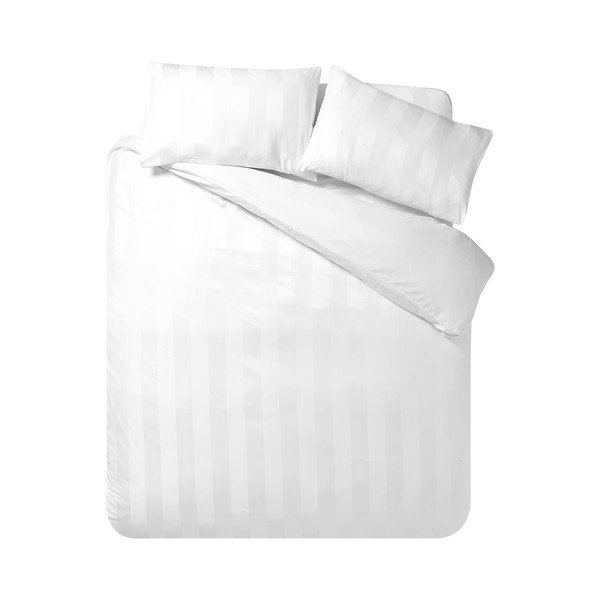 Baltos spalvos iš satino dvigulė patalynė 3 dalių 200x200 cm So Soft Satin Stripe – Catherine Lansfield