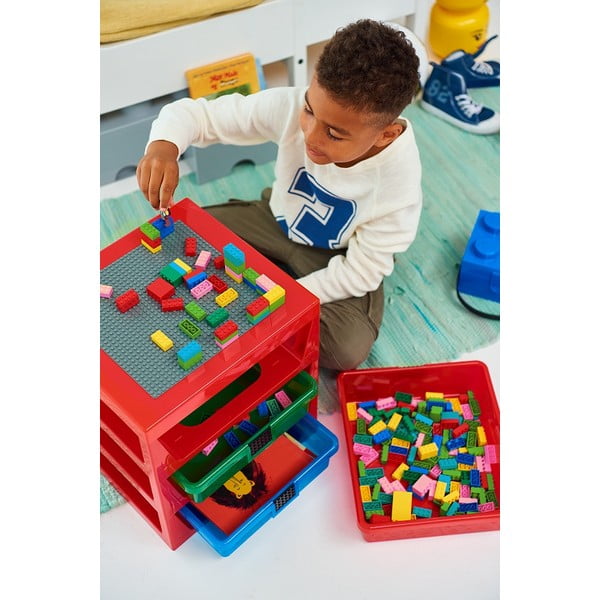 Raudonas daiktų organizatorius su 3 stalčiais LEGO® Storage-image-1