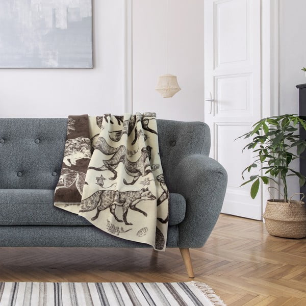Smėlio spalvos antklodė ir pledas 200x150 cm Fox – Restilo-image-1