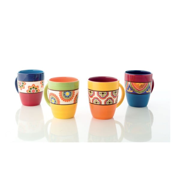 4 spalvingų Brandani keraminių puodelių rinkinys