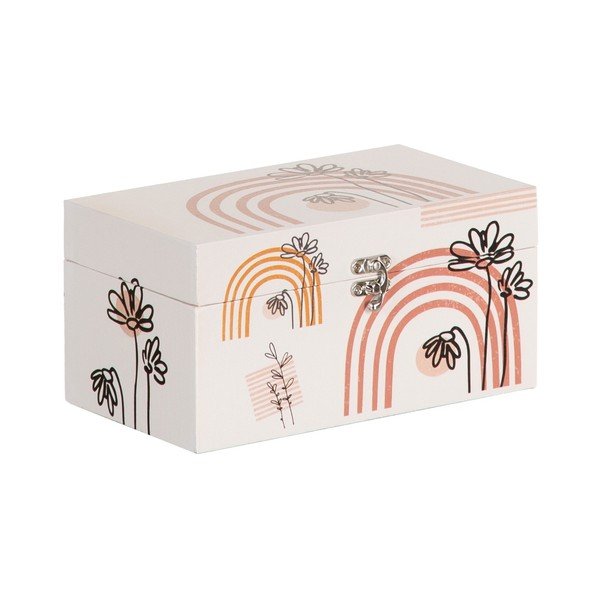 Dekoratyvinės daiktadėžės kreminės spalvos 2 vnt. 30x18x15 cm Flowers – Ixia-image-3
