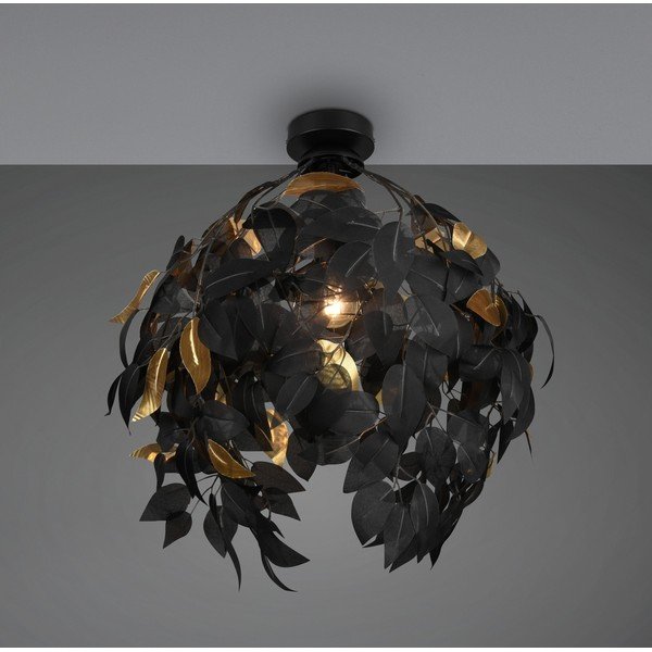 Matinės juodos spalvos iš metalo lubinis šviestuvas ø 38 cm su plastikiniu gaubtu Leavy – Reality-image-1