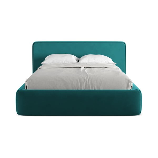 Turkio spalvos dvigulė lova audiniu dengta su sandėliavimo vieta su lovos grotelėmis 140x200 cm Kiana – Makamii-image-4