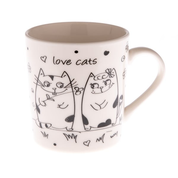 Porcelianinis puodelis su katėmis Dakls Love Cats, 280 ml