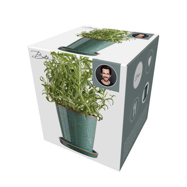 Iš molio gėlių vazono dangtelis ø 10 cm Gastro Green/Black – Bitz-image-4