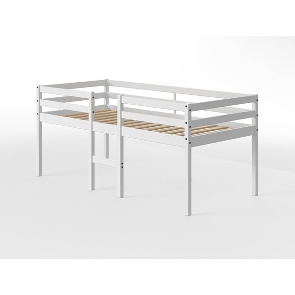 Balta pakelta lova iš pušies medienos Flexa White, 90 x 200 cm