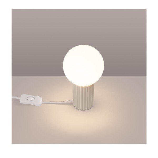 Kreminės spalvos stalinis šviestuvas (aukštis 19 cm) su stiklo gaubtu Orbital – Sollux-image-1