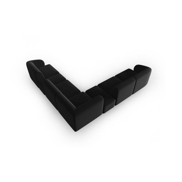 Juodos spalvos iš velveto kampinė sofa Paolo – Milo Casa-image-3