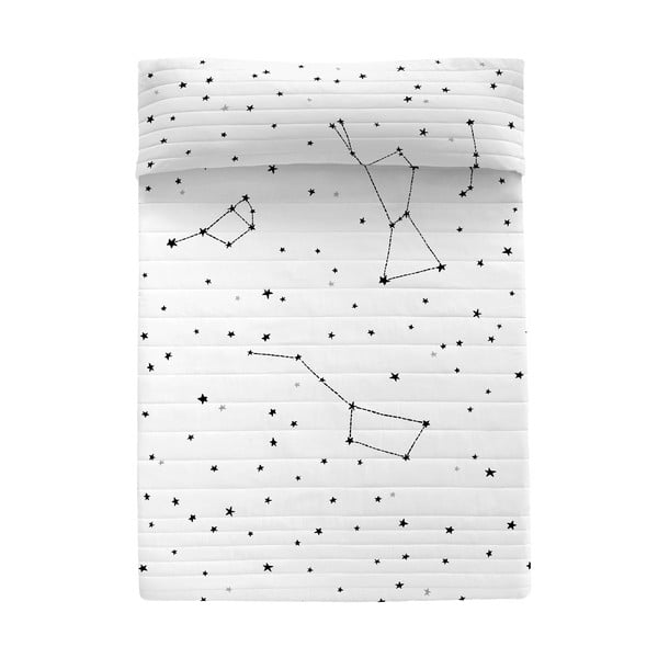 Dygsniuota lovatiesė iš medvilnės juodos ir baltos spalvos 180x260 cm Constellation – Blanc