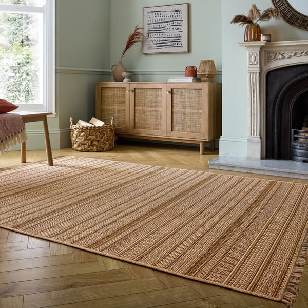 Lauko kilimas natūralios spalvos 120x170 cm Farah Stripe – Flair Rugs-image-2