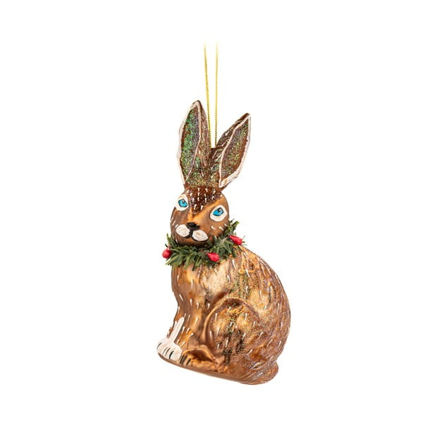 Iš stiklo rankų darbo eglutės papuošimas 12,5 cm Festive Hare – Sass & Belle