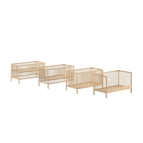 Iš pušies masyvo vaikiška lovelė natūralios spalvos 70x140 cm DINO – Vipack-image-4
