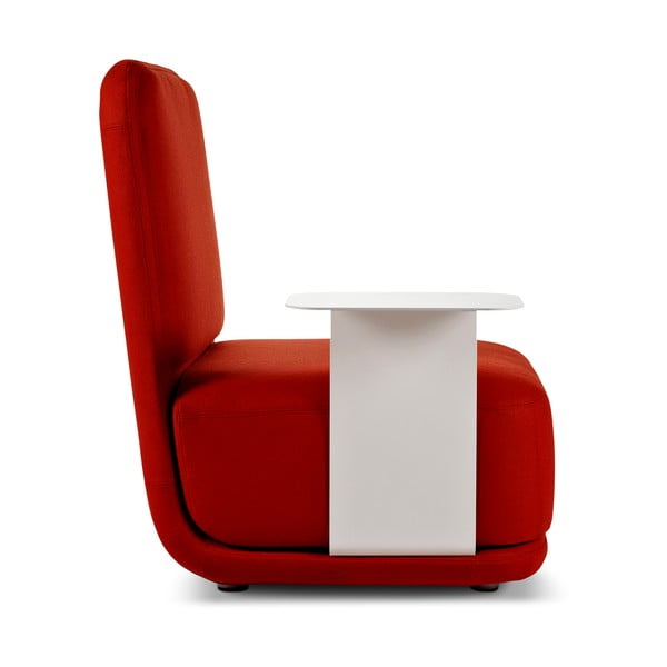 Raudonas fotelis su baltu metaliniu staliuku Softline Standby High + Side Table