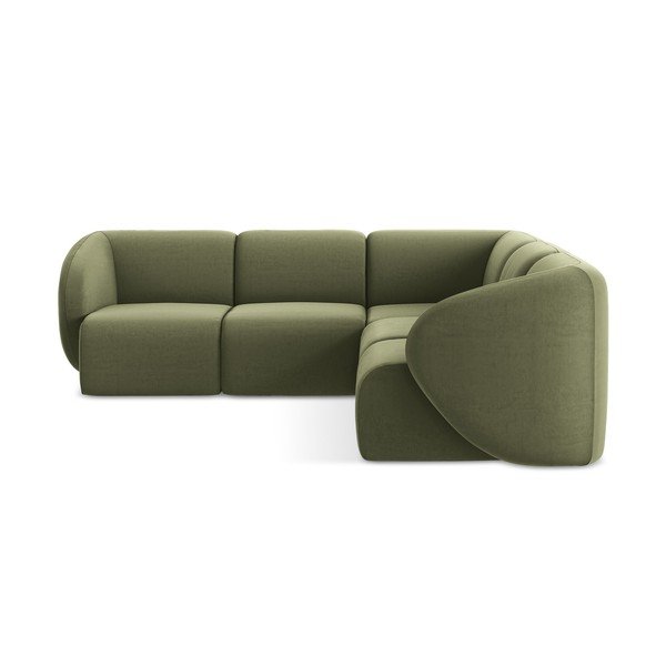 Žalios spalvos kampinė sofa iš velveto Lani – Makamii-image-2