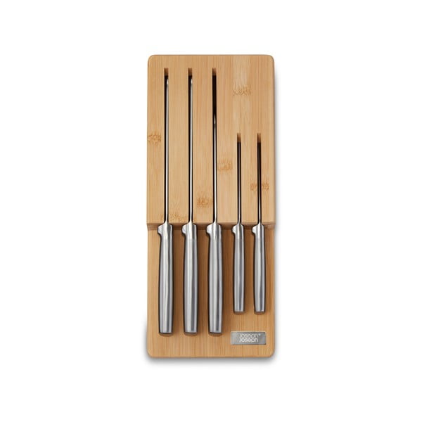 Peilių komplektas su stovu 5 vnt. su nerūdijančio plieno ašmenimis Elevate Bamboo – Joseph Joseph